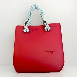 EVA‎ Ju'sto Red Tote Bag Purse Rope Handles Italian Made Lightweight Durable